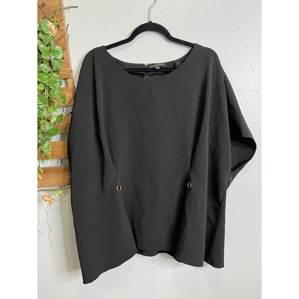 Lane Bryant Black Dolman Large Gold Grommet detail Blouse zip back‎ 26/28